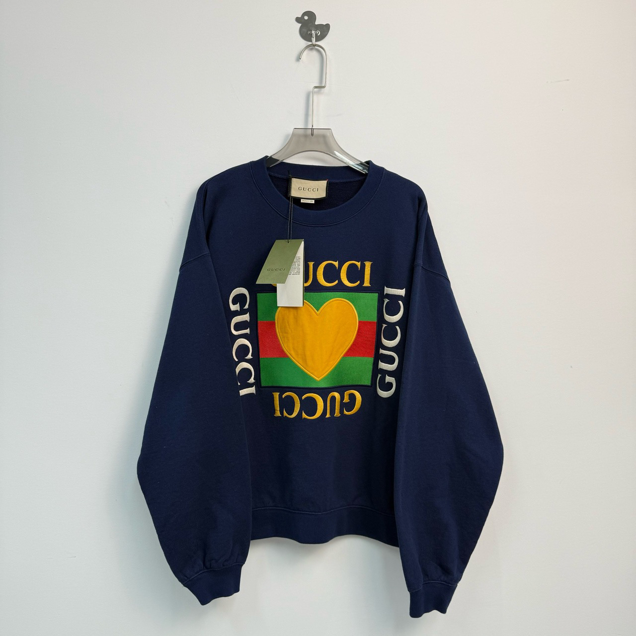 Gucci 古驰 23新款 七夕系列 字母刺绣印花 卫衣 深蓝色 尺码：S