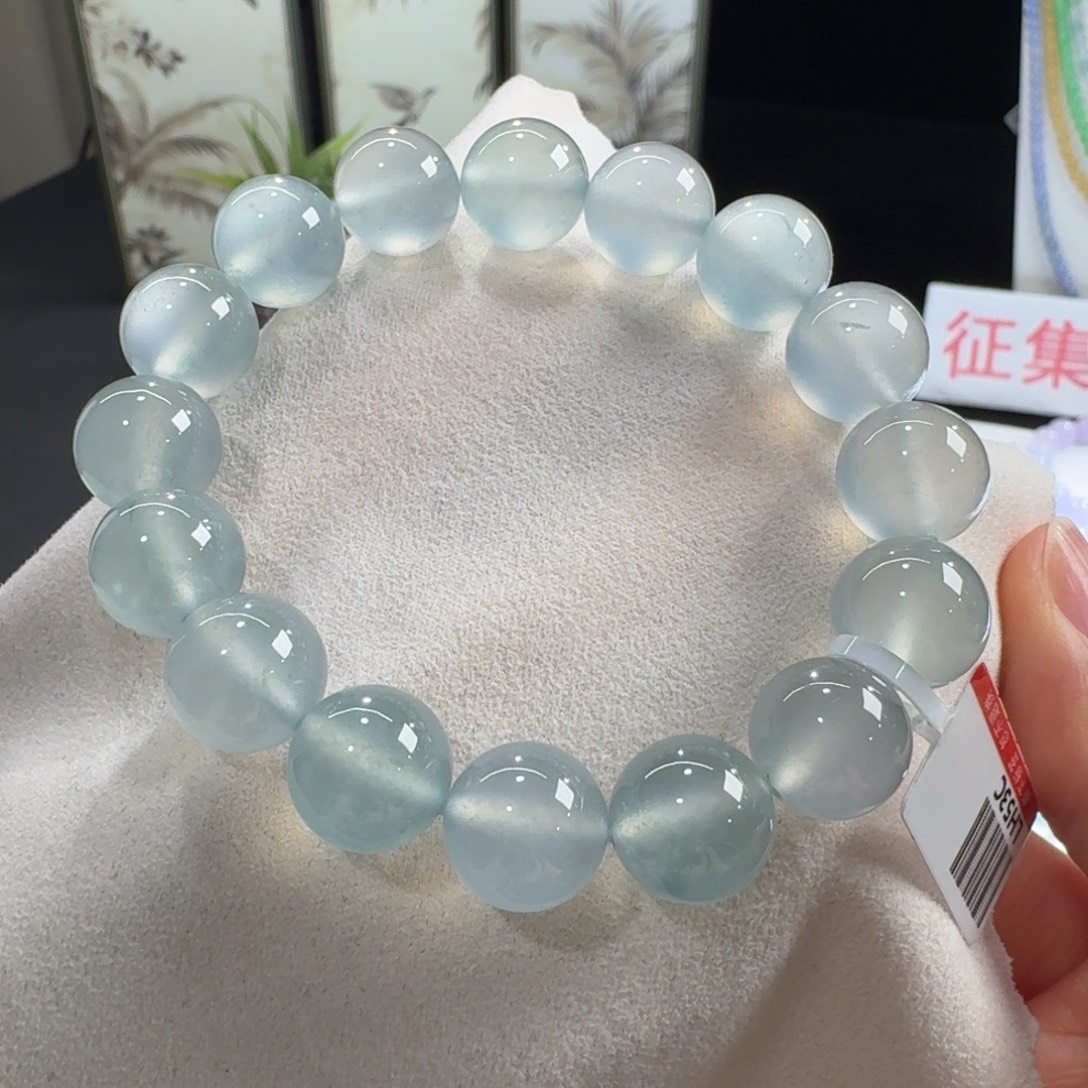 翡翠未镶嵌手链炸光蓝钢单圈12.3mm