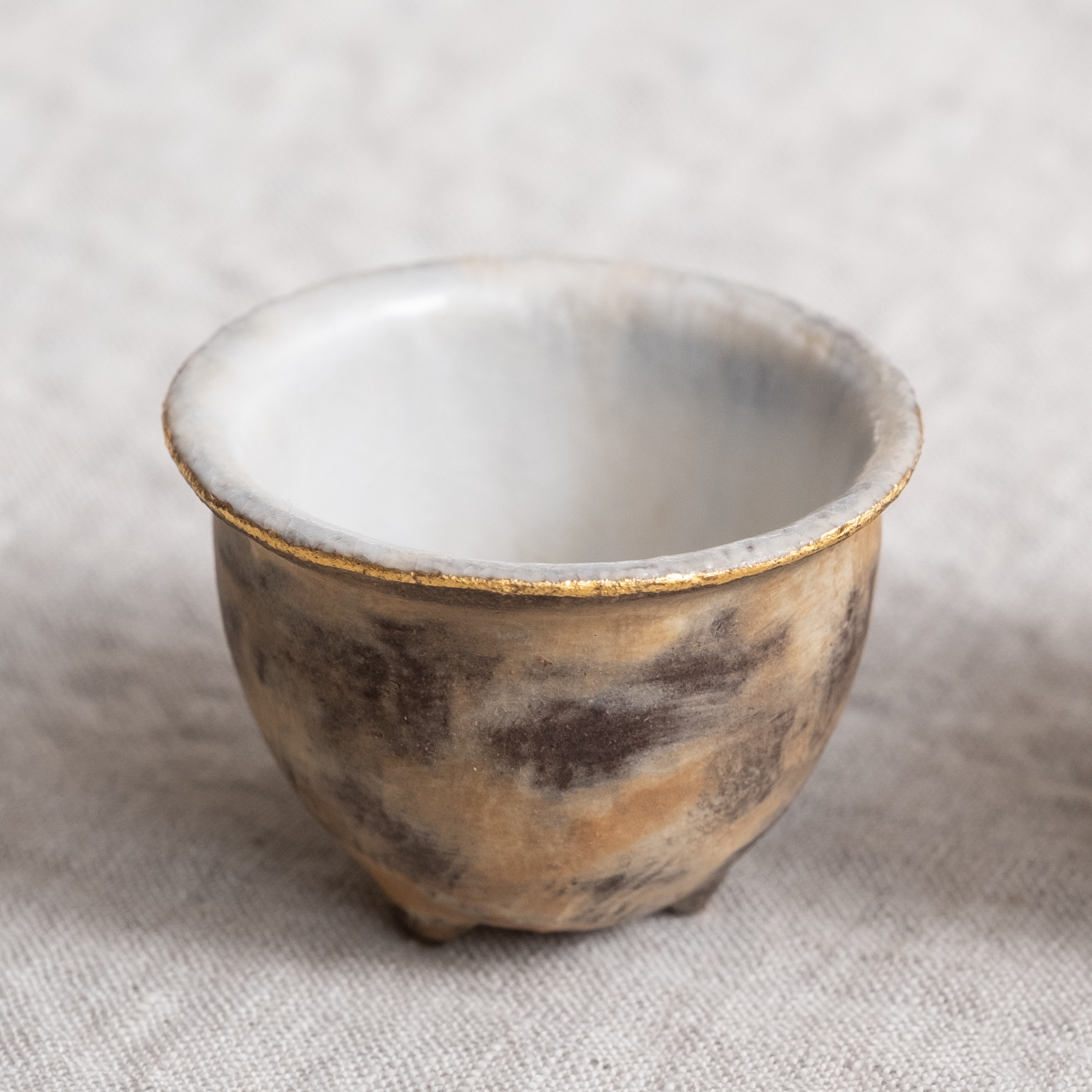 小喜宅 纯手工三足描金杯