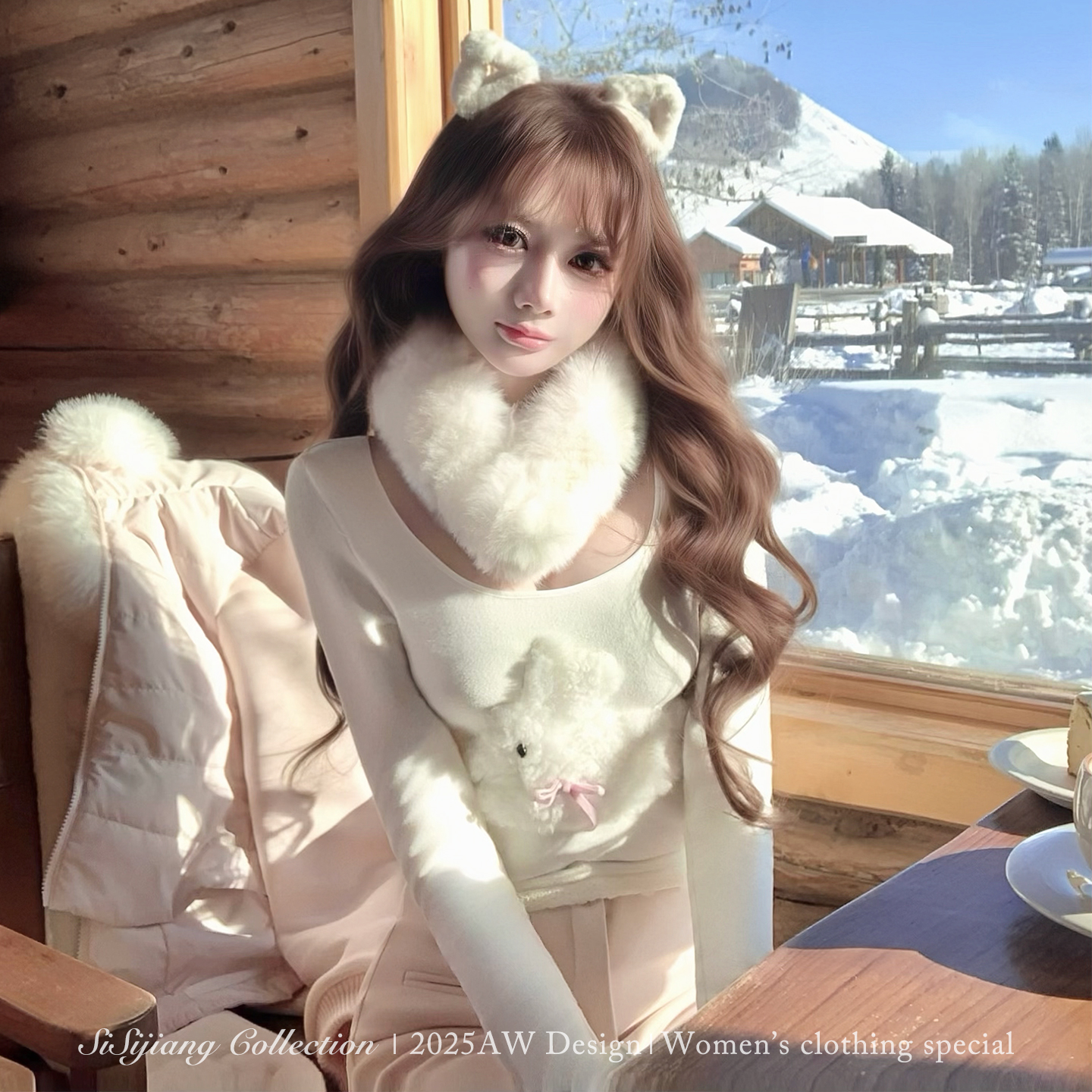 SISI JIANG"甜宠小兔 "慵懒风针织上衣女显瘦短款辣妹t恤打底衫