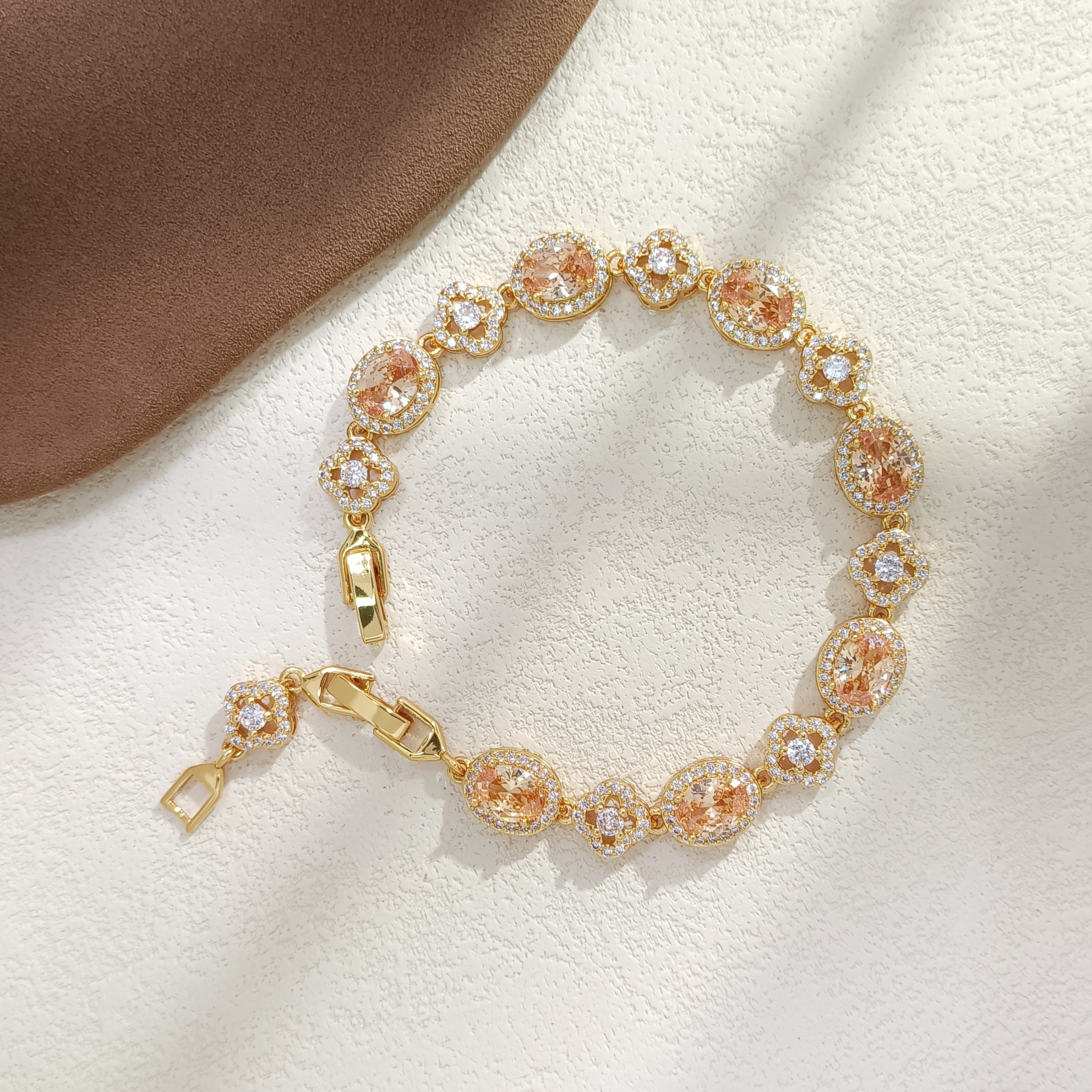 铜合金合成锆石手链 VWKD-009362 【璀华】 手链欧美优雅简约