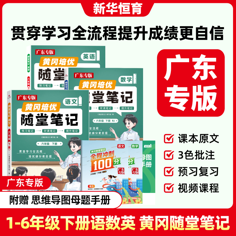 广东专版 随堂笔记小学1-6年级下册语数课堂预习同步知识点整理 