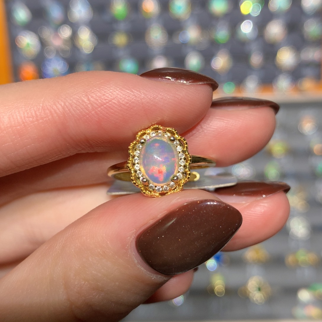 银S925镶嵌欧泊戒指t