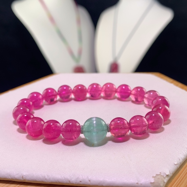 手链未镶嵌双色碧玺是***⁸