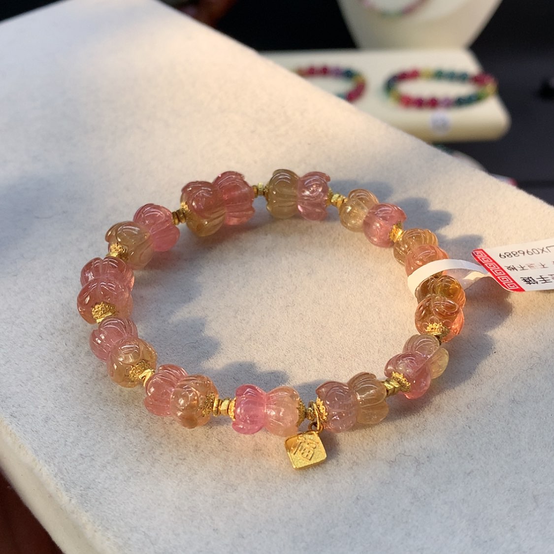 【闪购商品】未镶嵌手链碧玺西瓜莲花单圈