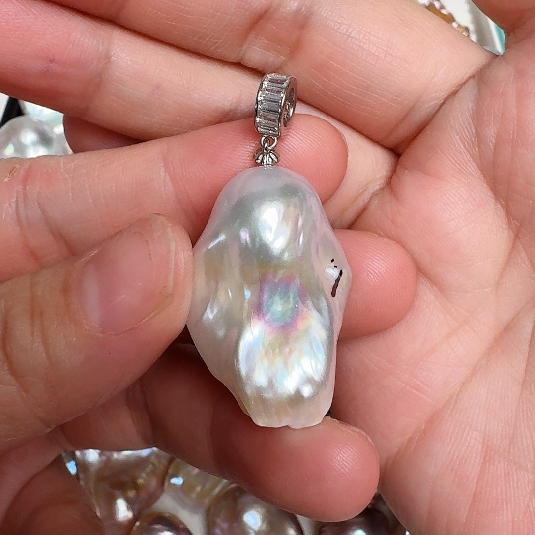 淡水珍珠颈饰银S925镶嵌清*