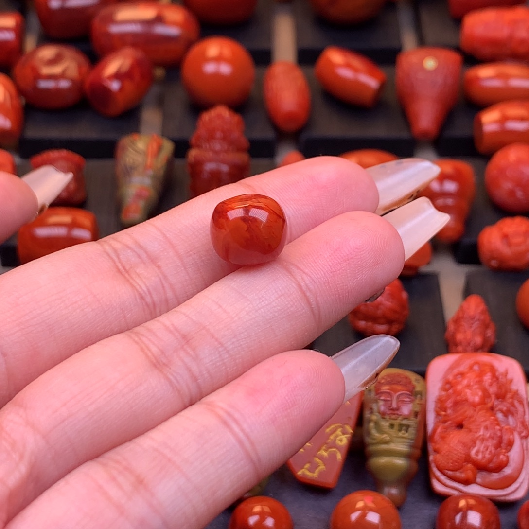 南红玛瑙未镶嵌原矿老型单珠11mm