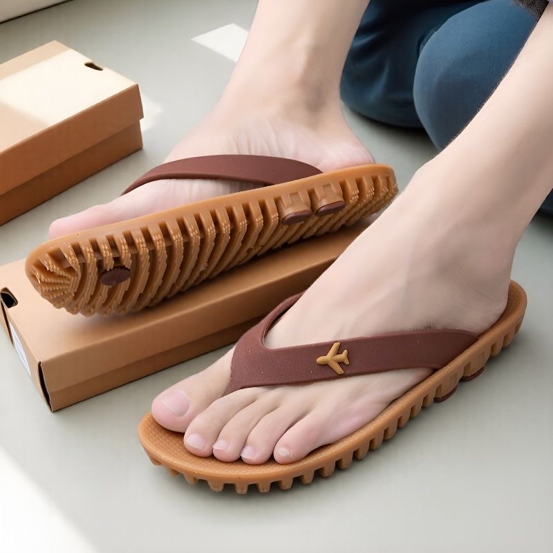 越贡牛筋人字拖外穿防滑耐磨人字拖鞋软底按摩男款休闲风夏季