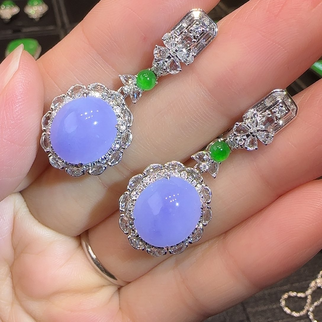 翡翠18K金镶嵌耳环