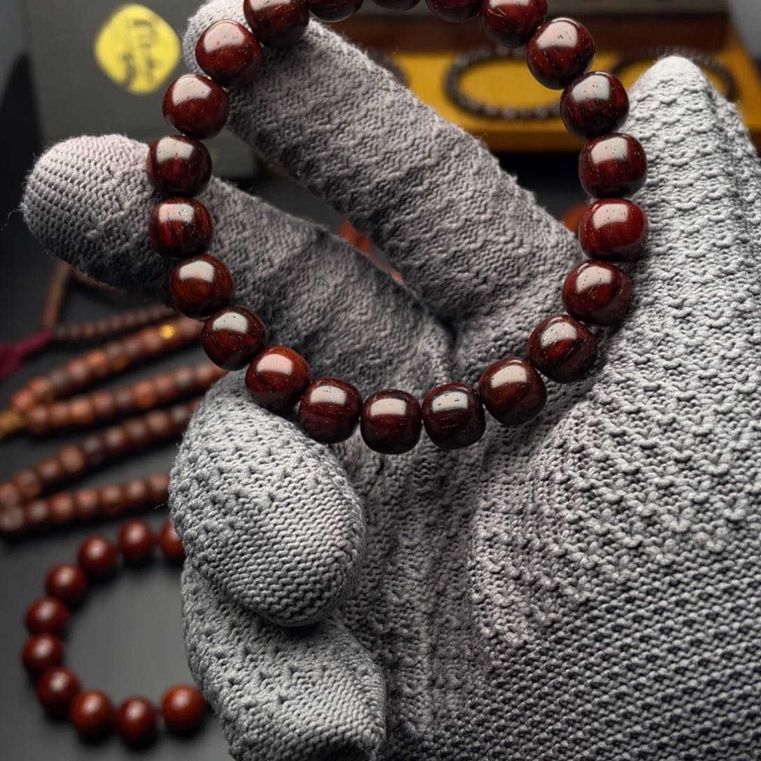 你***么小叶紫檀手串/手链印度小叶紫檀精工无胶膜极限弧老型珠