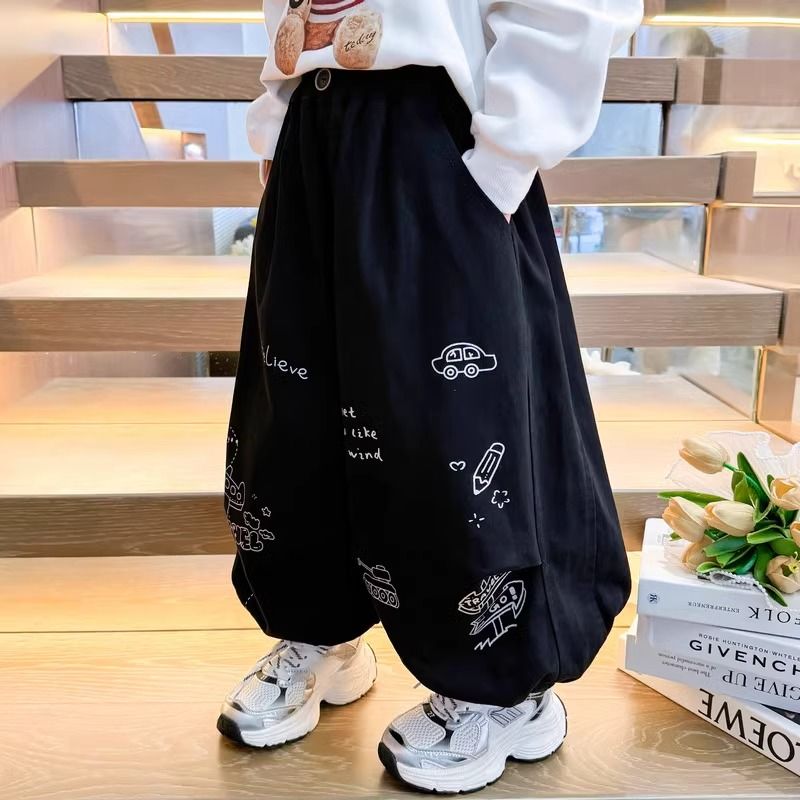 2025新款男童春秋卡通灯笼裤时尚简约洋气百搭潮裤