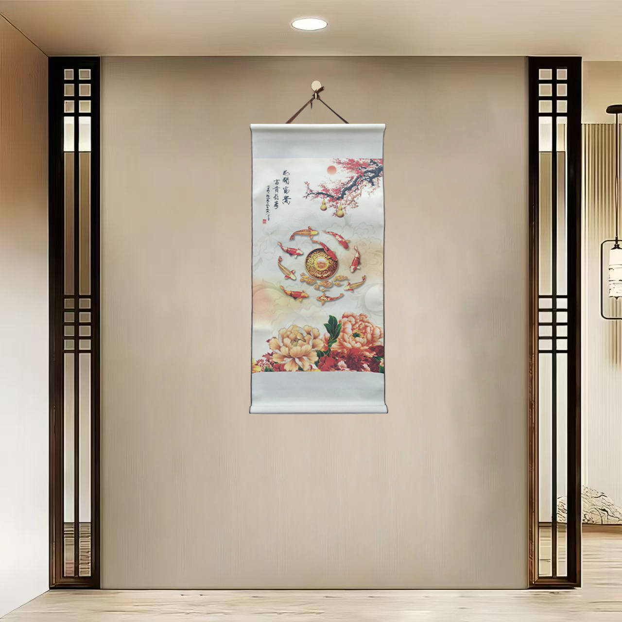 {40-337花开富贵}净尺寸40x85cm现代简约挂轴装饰画