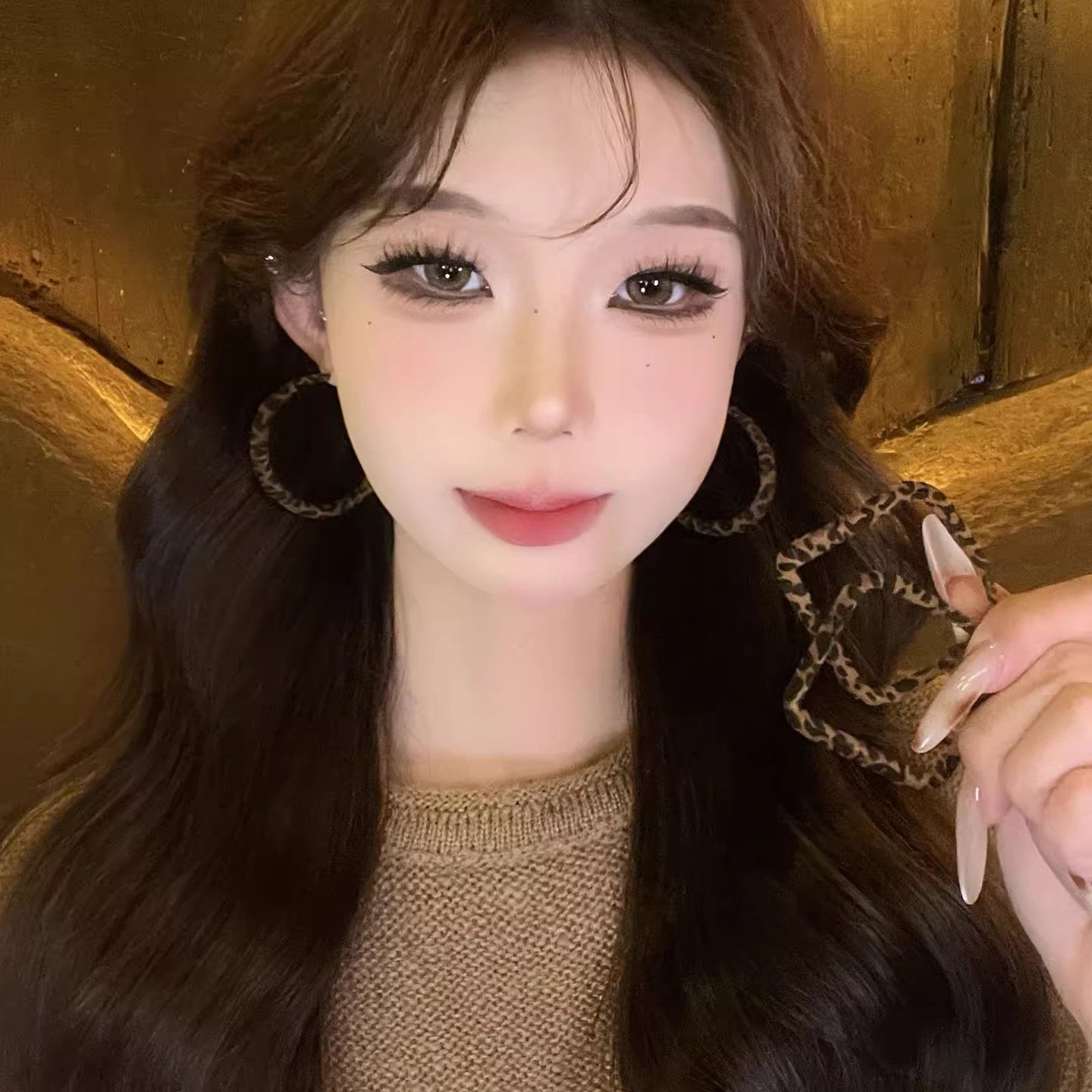 梦回千禧年!秋冬爆款植绒方形圆圈豹纹耳环简约甜辣气质高级耳饰