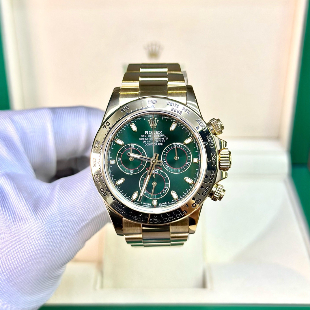 99新 Rolex/劳力士 116508迪通拿/全金/绿盘普刻/板链/单表