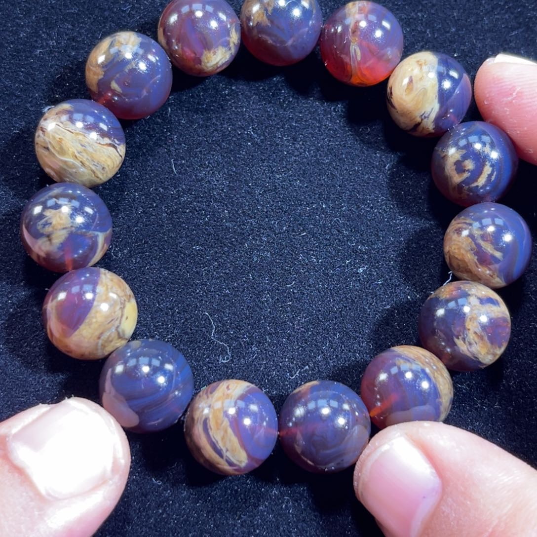 琥珀未镶嵌手链14规格紫罗兰溶洞