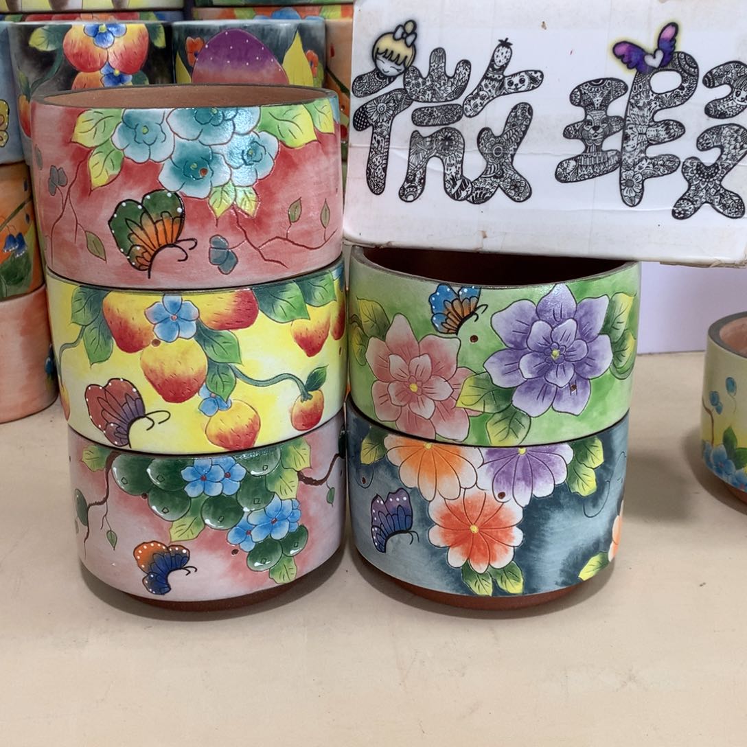 平**活瑕疵花盆，手绘花盆