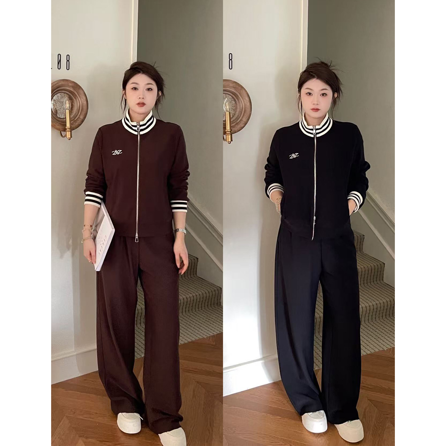 QC宣宣【秋日私服】微胖大码女秋上衣+休闲裤+半身裙套装ZY507F57