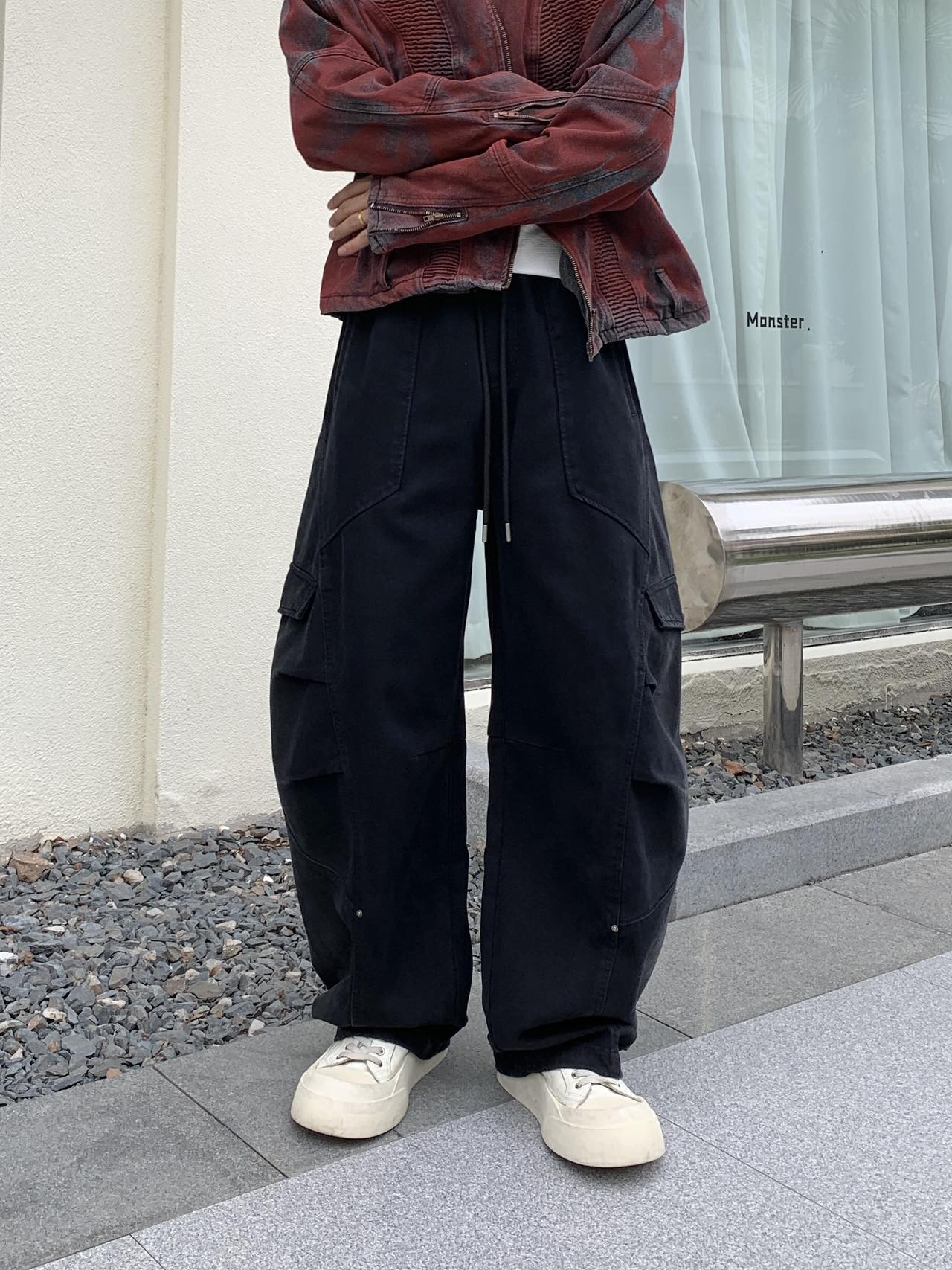 秋冬加厚男士直筒阔腿裤130