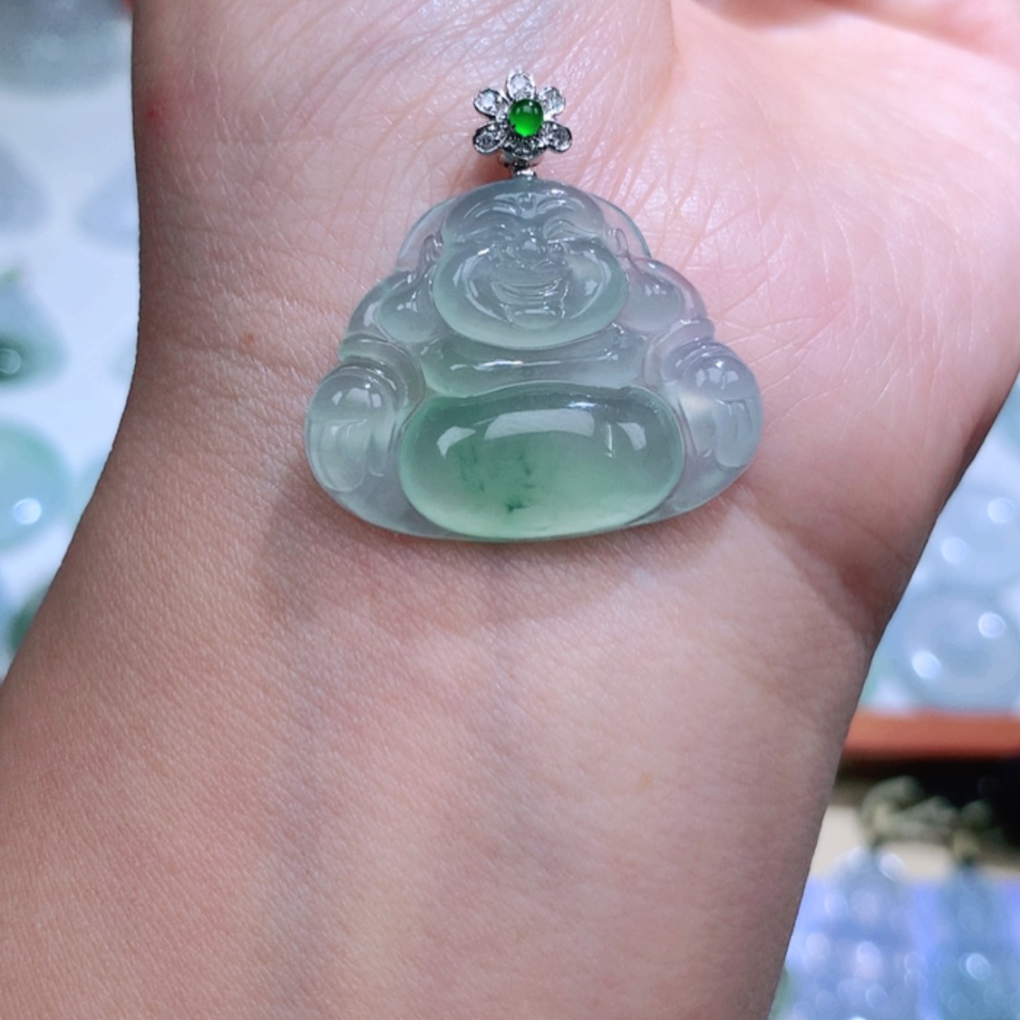 【闪购商品】翡翠颈饰18K金镶嵌佛公