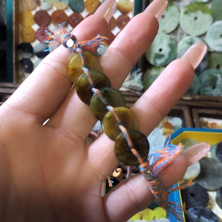 岫玉岫玉五帝钱手链未镶嵌