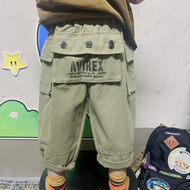 越越家 2025春季童装新款 男女童宝宝韩版多口袋工装裤长裤