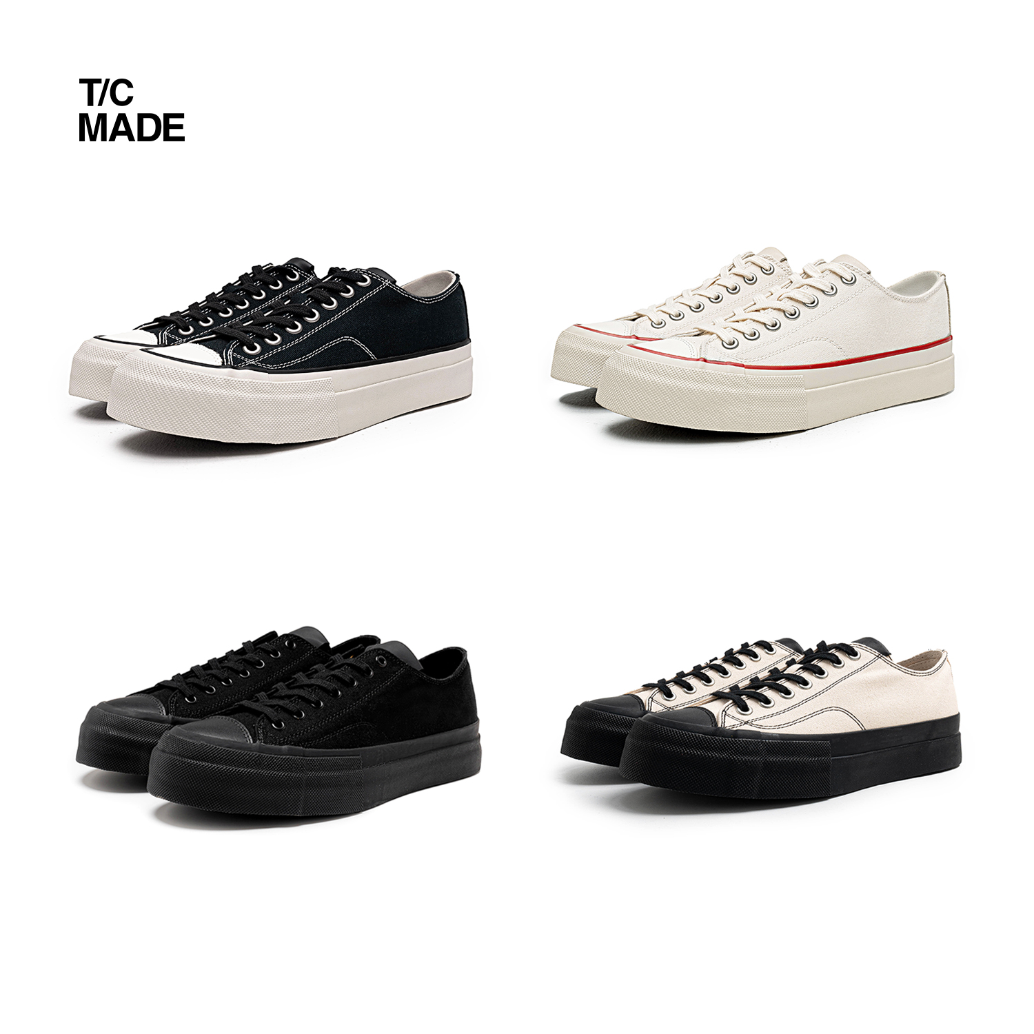 tcmade 005 S/S 硫化高密度帆布鞋 日系厚底低帮鞋 男女同款