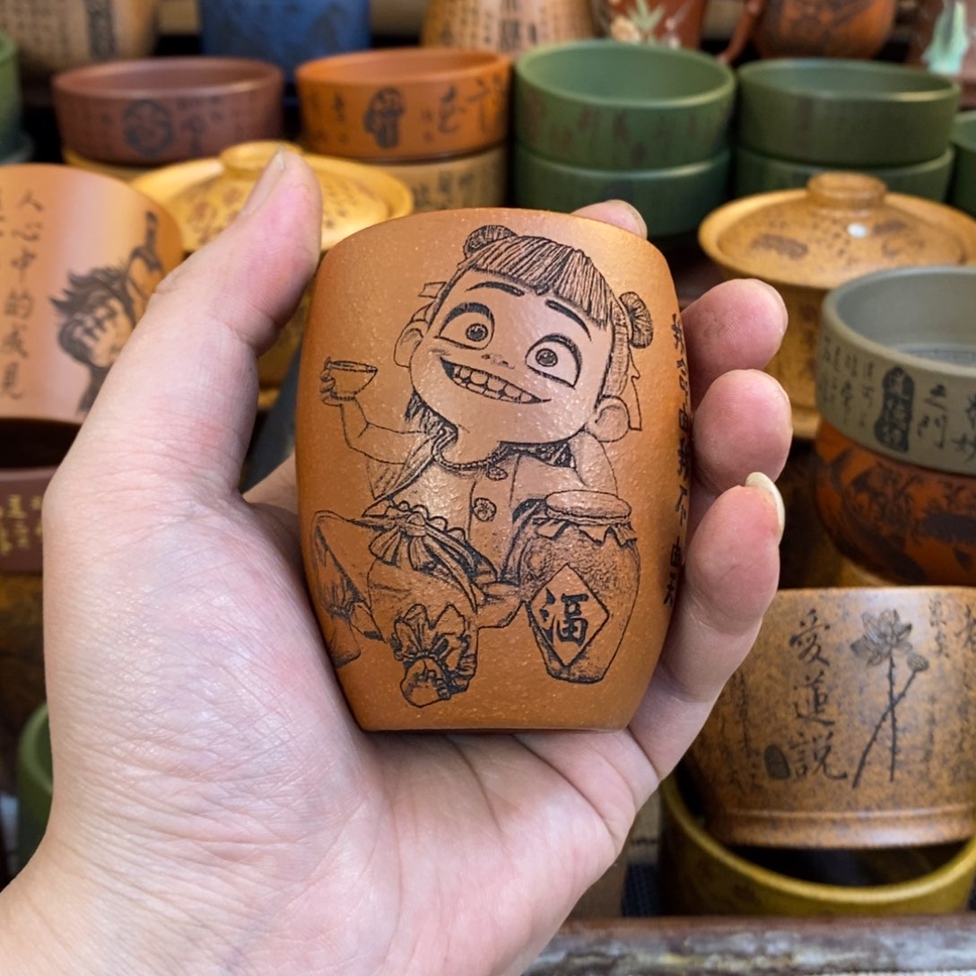 紫砂杯子宜兴全手工紫砂杯