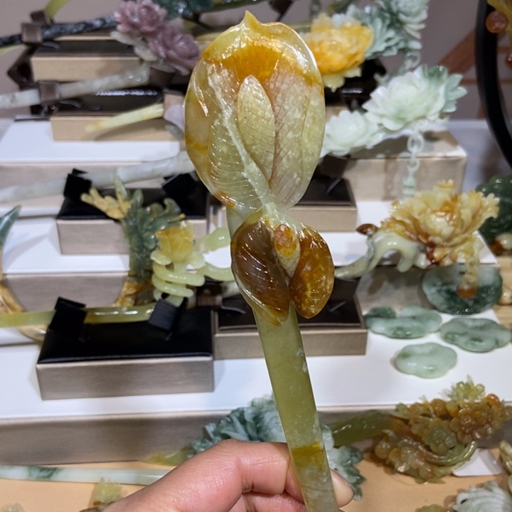 蛇纹石玉发饰合金