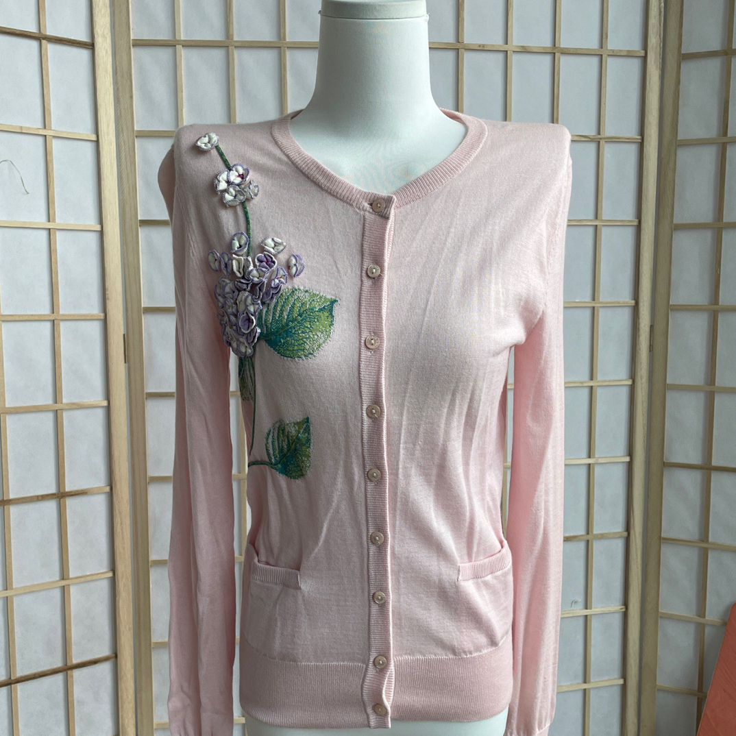 99新 MIU MIU/缪缪 A10733 DG 粉色 开衫38码 肩宽36 胸围76 