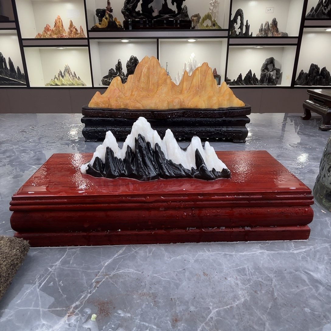 超***鱼石材灵璧石雕刻山峰摆件