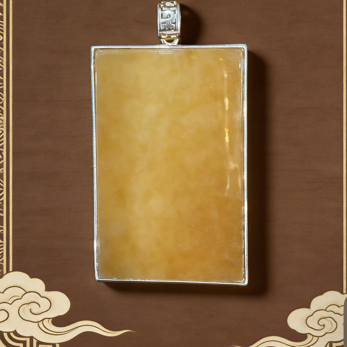 和田玉黄白老玉平安无事牌吊坠