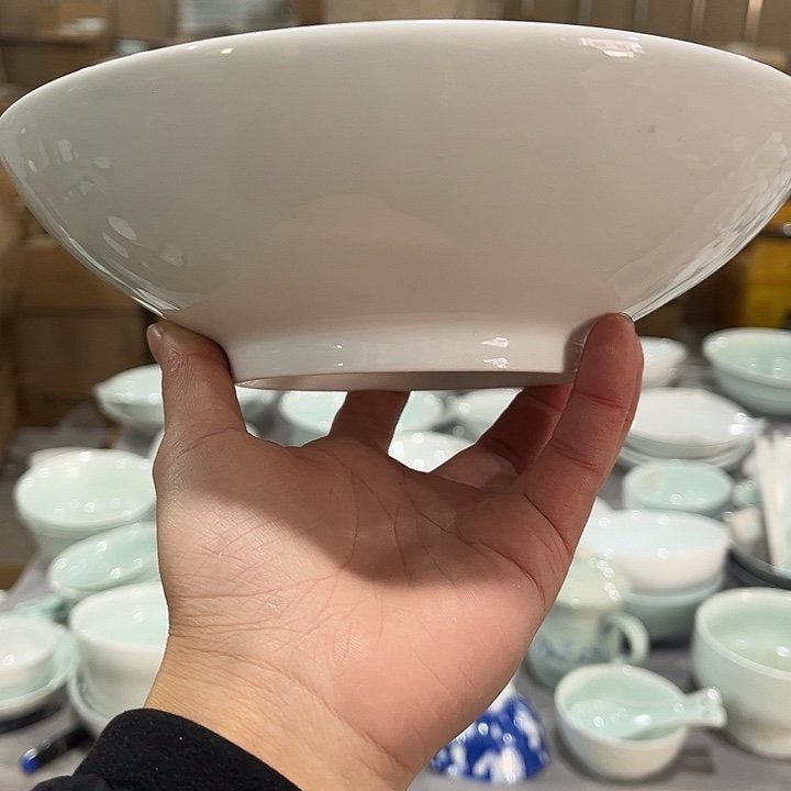 瓷片高白泥8英寸钵钵碗两个微瑕包邮