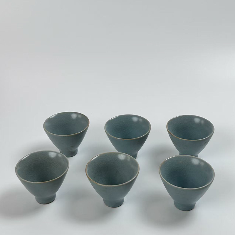 开片天蓝汝窑家用品茗主人茶盏