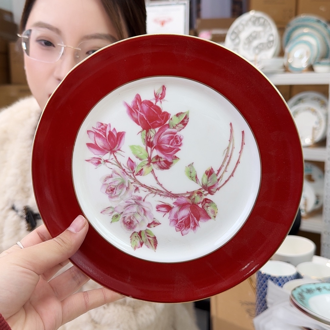 骨瓷8英寸盘子口径20cm1只 外贸骨瓷