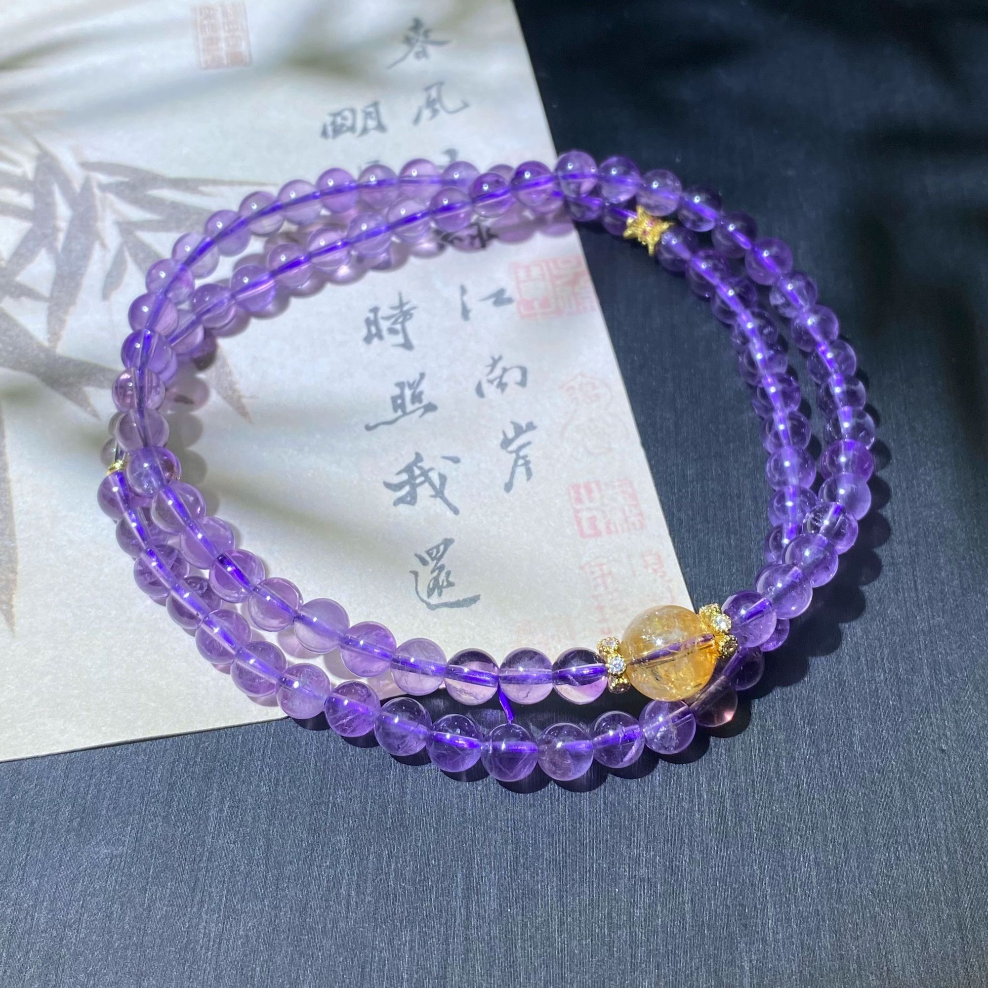 【小明严选】银饰紫水晶多圈长串多样性发一【XMCQ0513009】