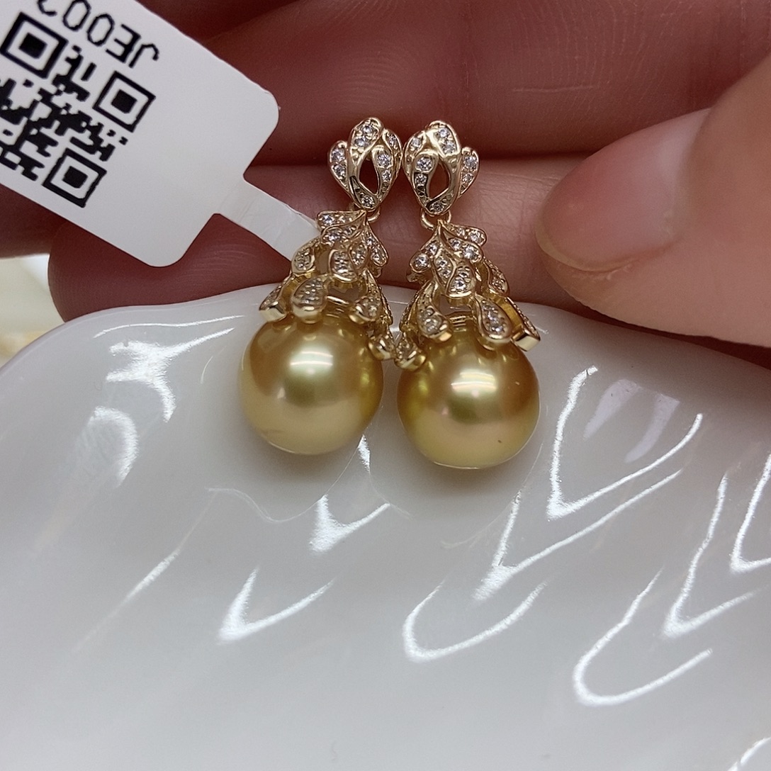 银S925镶嵌海水珍珠耳饰@@EJ0021