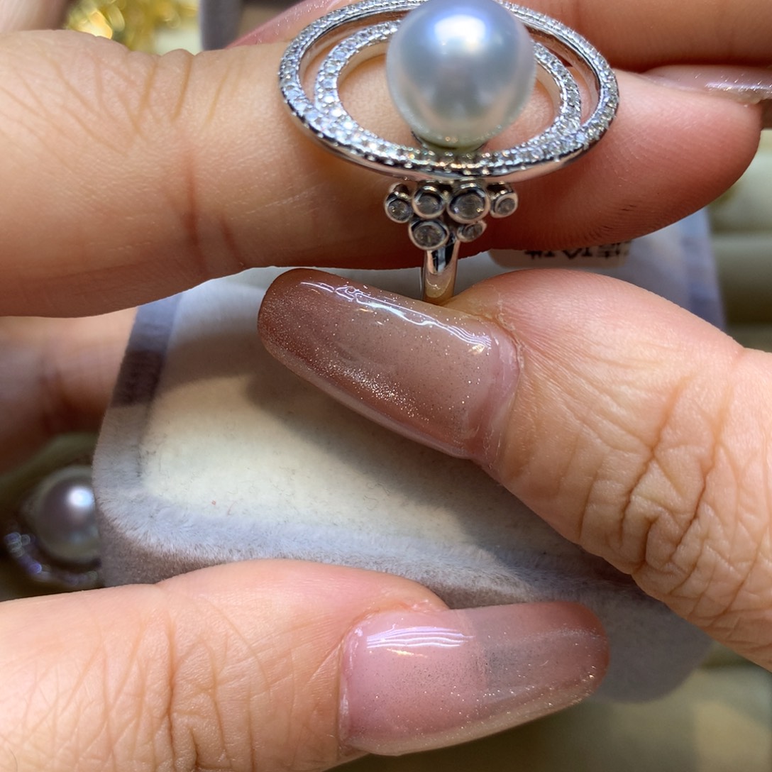 银S925镶嵌戒指海水珍珠