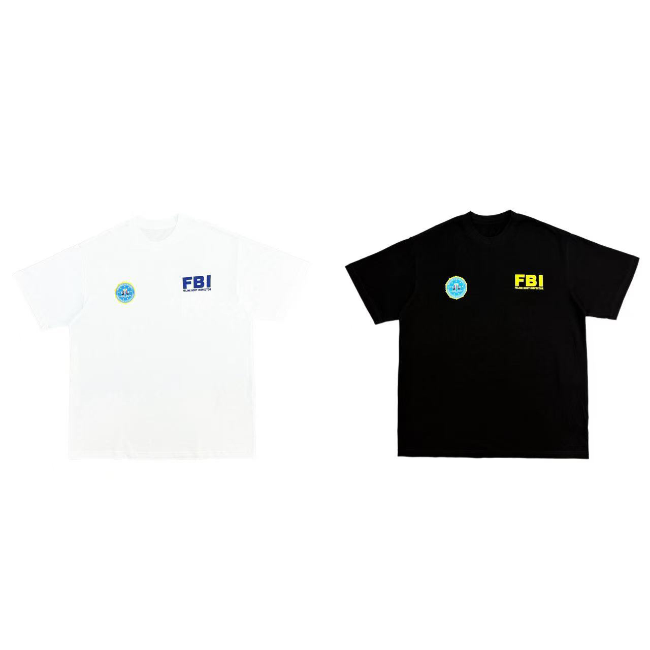 [X]黑白两色FBI薄款儿童冰皮爽滑宽松时尚休闲体恤(夏日炎炎）