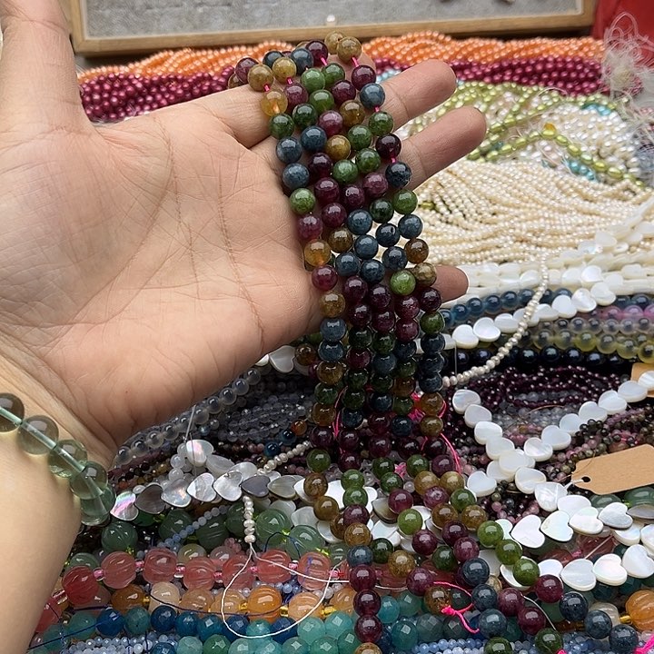 玛瑙/玉髓珠宝半成品未镶嵌一条6mm碧玺