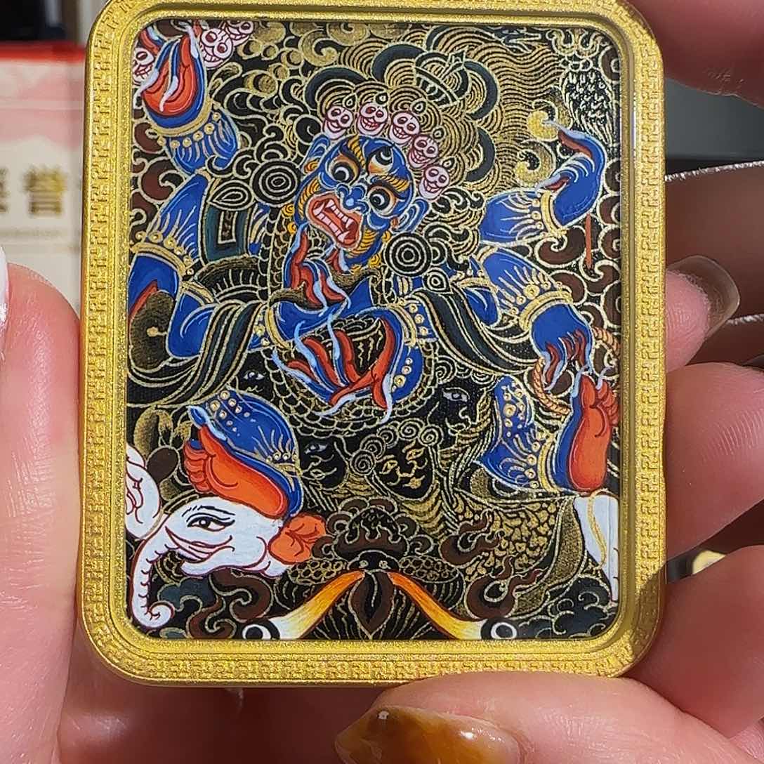 装裱画纯手绘天然矿料 大黑天 普华东智绘