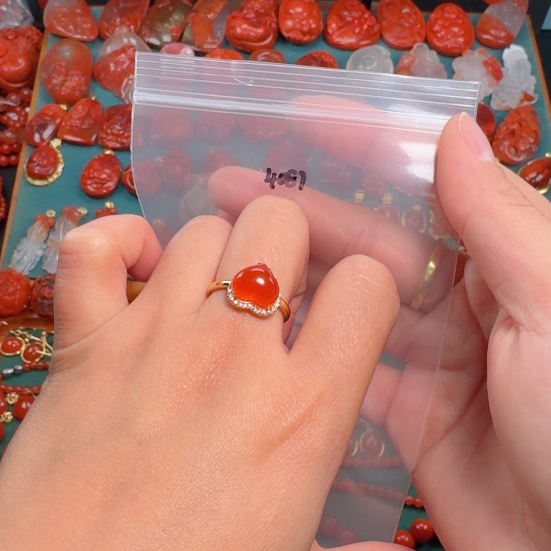 南红玛瑙南红戒指银S925镶嵌