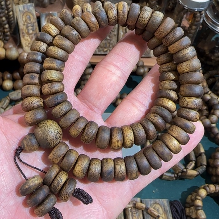 沉香手串乌身老料算盘珠双圈1.2高货33克➕