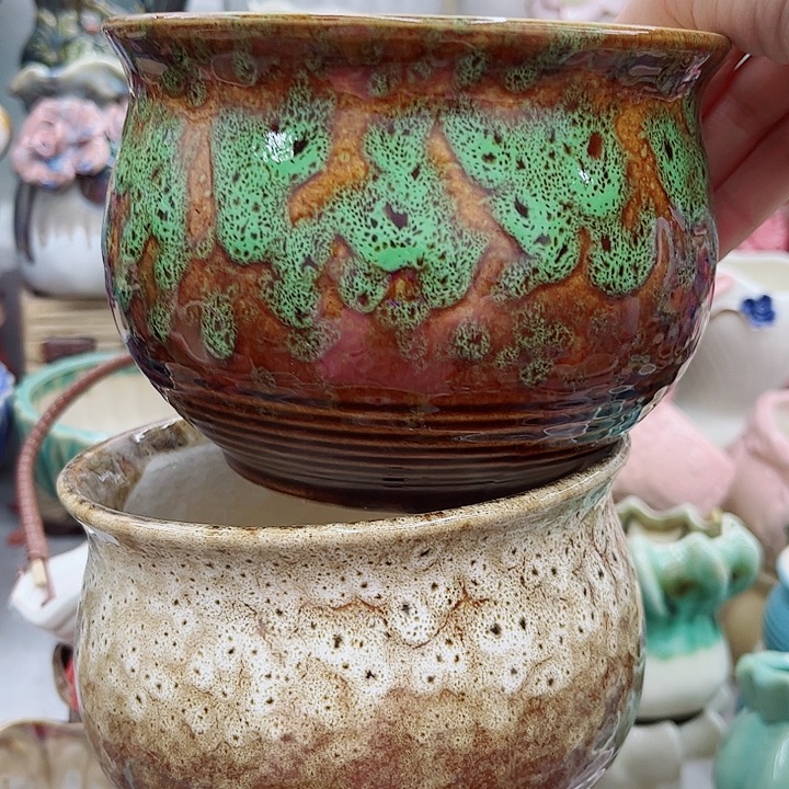 多肉绿植陶瓷花盆9.9包邮，有孔