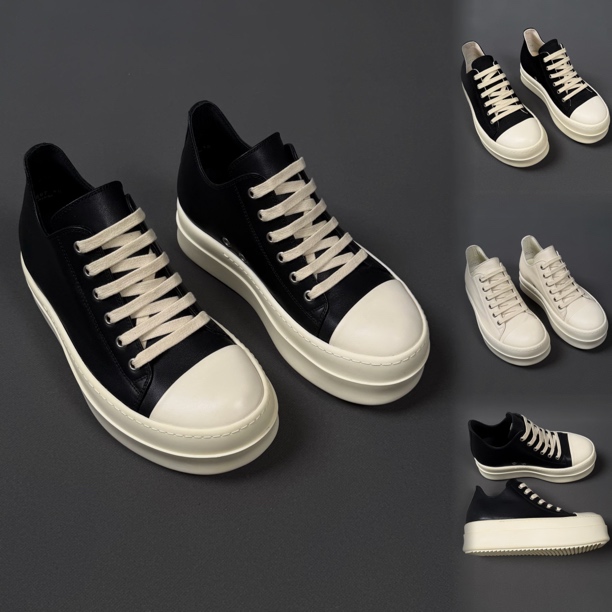 RNNK OMMES【厚底中帮系列】25ss新款Ro黑白色头层牛皮厚底增高板鞋