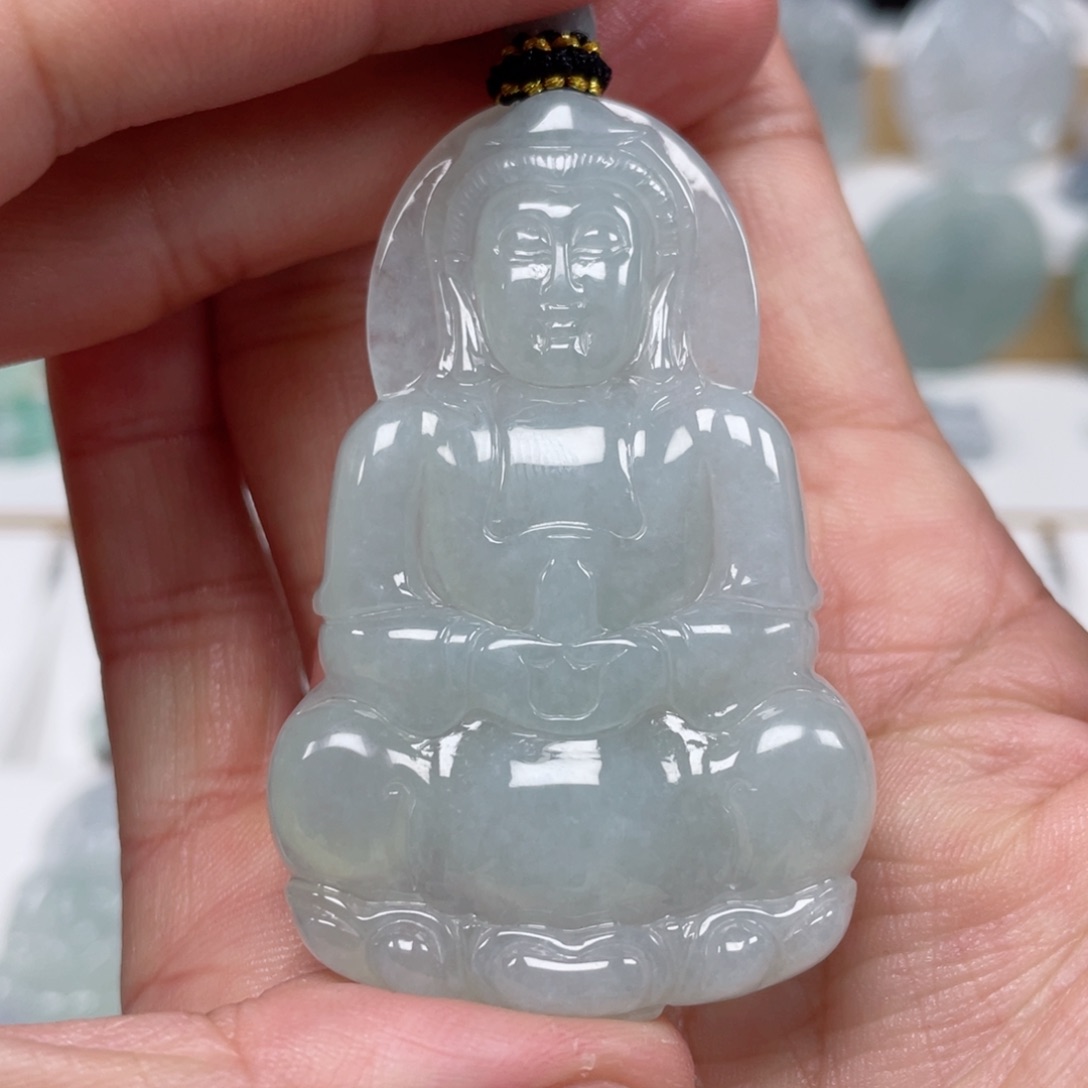 翡翠颈饰未镶嵌天然翡翠A货观音101号