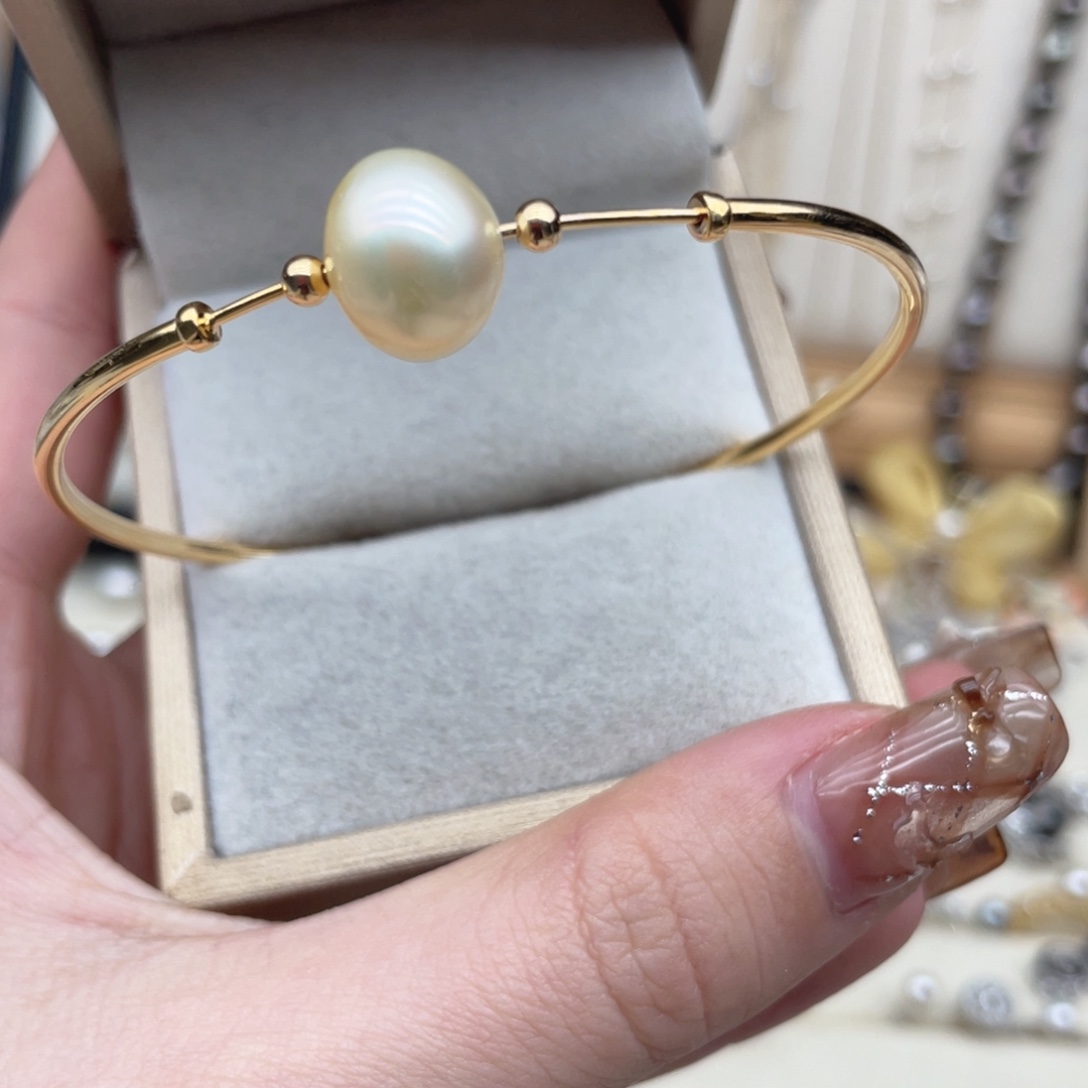 海水珍珠手镯银S925镶嵌Z117