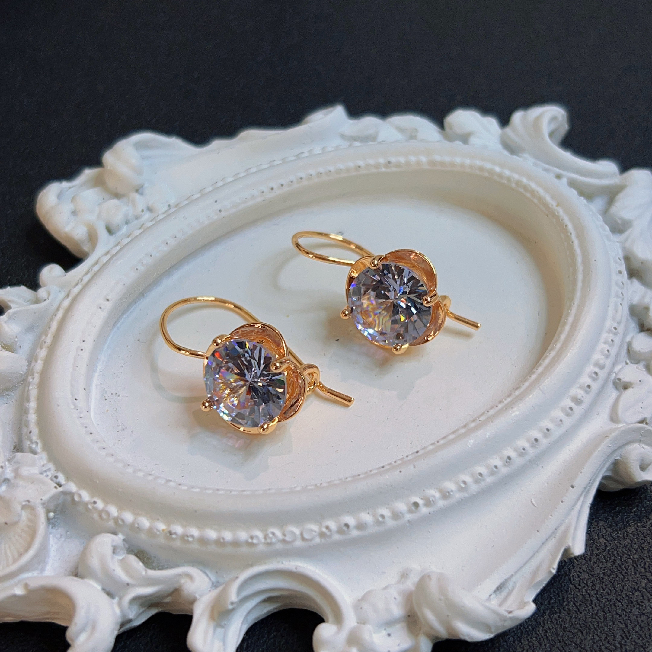 铜合金锆石耳饰 哈尼西牧时尚百搭耳环#0009276