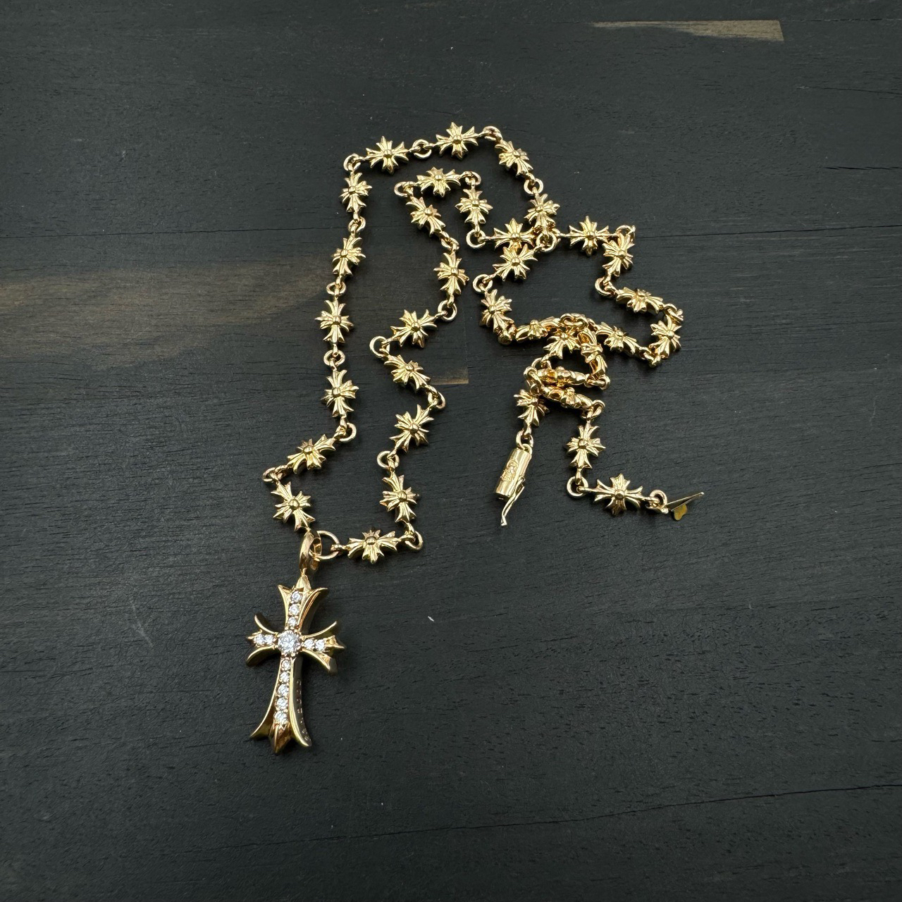 50cm Chrome Hearts 克罗心 22k 白钻tinyE十字架一体式项链