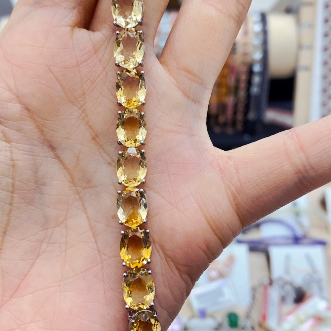 黄晶手链银S925镶嵌手链