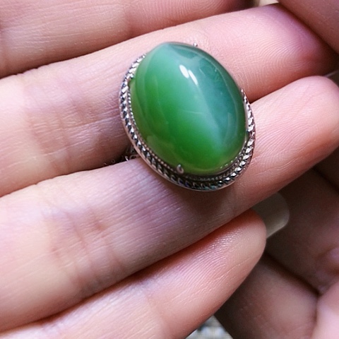 和田玉银S925镶嵌戒指